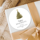 Prettige feestdagen Eenvoudige groene kerstpijnboo Ronde Sticker