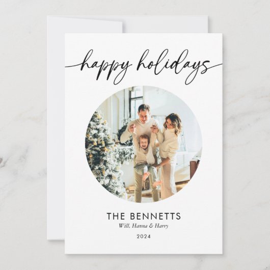 Prettige feestdagen Eenvoudige minimalistische ron Feestdagenkaart (Voorkant)