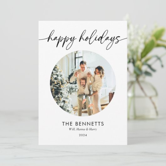 Prettige feestdagen Eenvoudige minimalistische ron Feestdagenkaart (Staand voorkant)