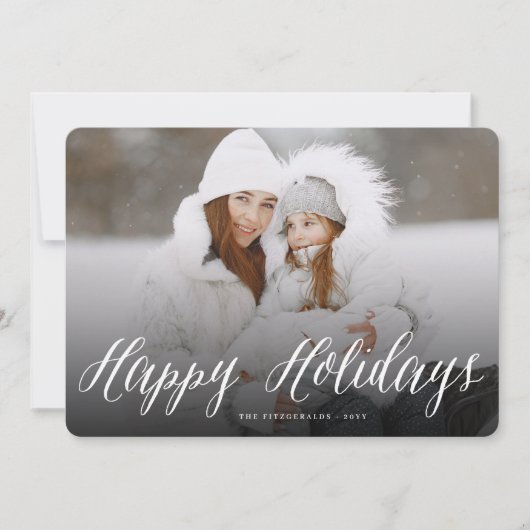 prettige feestdagen Eenvoudige, moderne, witte scr Feestdagenkaart (Voorkant)