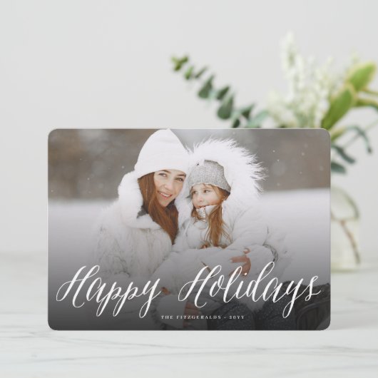 prettige feestdagen Eenvoudige, moderne, witte scr Feestdagenkaart (Staand voorkant)