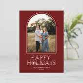 Prettige feestdagen Eenvoudige Scandi Arch Foto Feestdagenkaart (Staand voorkant)