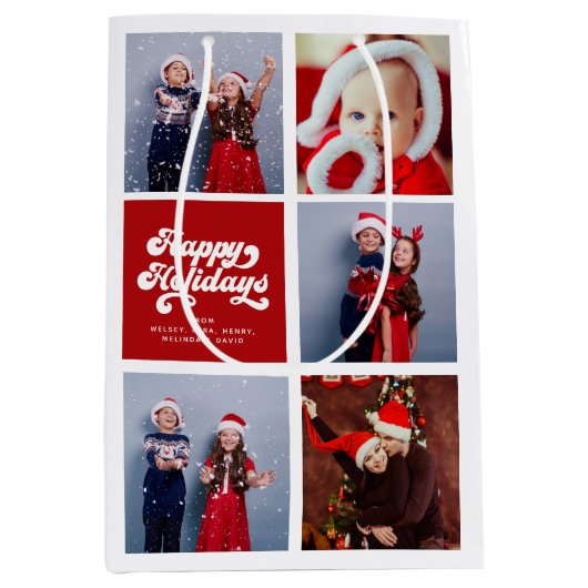 prettige feestdagen Eenvoudige Typografie van Retr Medium Cadeauzakje (Voorkant)