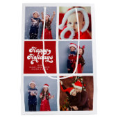 prettige feestdagen Eenvoudige Typografie van Retr Medium Cadeauzakje (Achterkant)