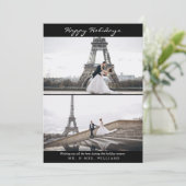 Prettige feestdagen Eenvoudige zwarte fotocollage Feestdagenkaart (Staand voorkant)