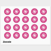 prettige feestdagen - Eerste Kerstmis Roze + Wit E Ronde Sticker (Vel)