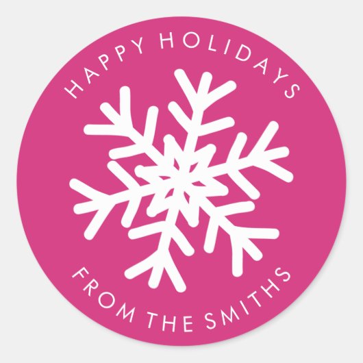 prettige feestdagen - Eerste Kerstmis Roze + Wit E Ronde Sticker (Voorkant)