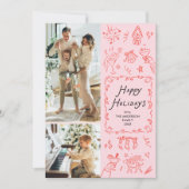 Prettige feestdagen Eigenzinnige hand getekend roo Feestdagenkaart (Voorkant)