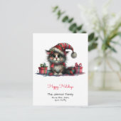 Prettige feestdagen Eigenzinnige kat in een Santa Briefkaart (Staand voorkant)