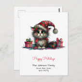 Prettige feestdagen Eigenzinnige kat in een Santa Briefkaart (Voorkant / Achterkant)