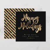 prettige feestdagen Elegant Black en Gold Kerstmis Feestdagenkaart (Voorkant / Achterkant)