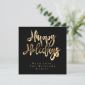 prettige feestdagen Elegant Black en Gold Kerstmis Feestdagenkaart (Staand voorkant)