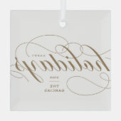 Prettige feestdagen Elegant bloeien Formeel Script Glas Ornament (Achterkant)