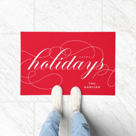 Prettige feestdagen Elegant bloeien Script Deurmat