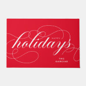 Prettige feestdagen Elegant bloeien Script Deurmat (Voorkant)