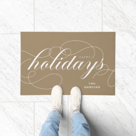 Prettige feestdagen Elegant bloeien Script Deurmat
