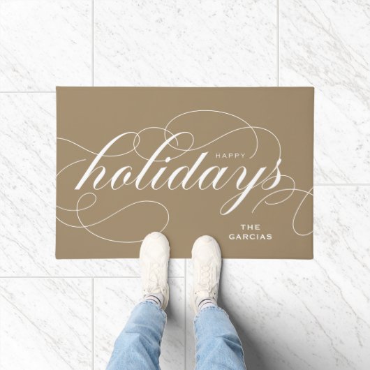 Prettige feestdagen Elegant bloeien Script Deurmat (Binnen)