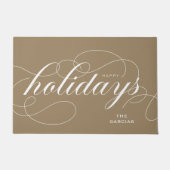 Prettige feestdagen Elegant bloeien Script Deurmat (Voorkant)