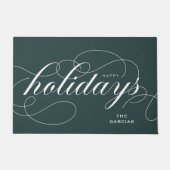 Prettige feestdagen Elegant bloeien Script Deurmat (Voorkant)