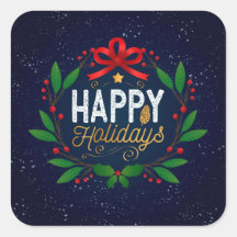 Prettige feestdagen Elegant Blue Floral | STICKER