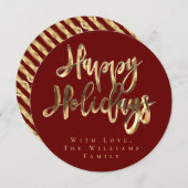 Prettige feestdagen Elegant Bourgondisch Rood en G Feestdagenkaart (Voorkant / Achterkant)