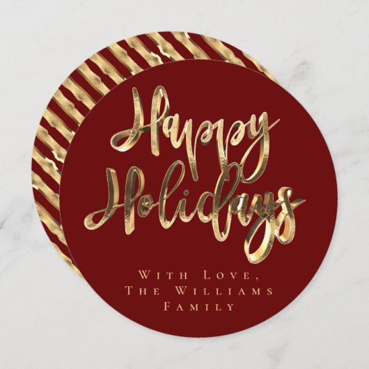 Prettige feestdagen Elegant Bourgondisch Rood en G Feestdagenkaart (Voorkant / Achterkant)