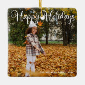 prettige feestdagen Elegant Double Sided Family Ph Keramisch Ornament (Voorkant)