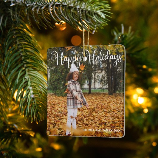 prettige feestdagen Elegant Double Sided Family Ph Keramisch Ornament