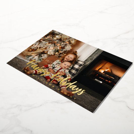 Prettige feestdagen Elegant Fotoscript Echt Goud (Gedraaid)