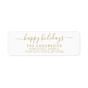 prettige feestdagen Elegant Gold Script met pretti Etiket
