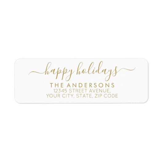 prettige feestdagen Elegant Gold Script met pretti Etiket (Voorkant)