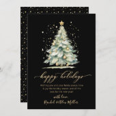 Prettige feestdagen Elegant | Gold Script Tree Non Feestdagenkaart (Voorkant / Achterkant)