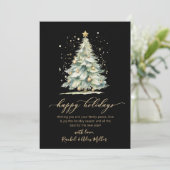 Prettige feestdagen Elegant | Gold Script Tree Non Feestdagenkaart (Staand voorkant)