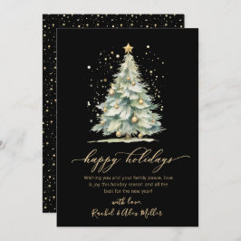 Prettige feestdagen Elegant | Gold Script Tree Non Feestdagenkaart