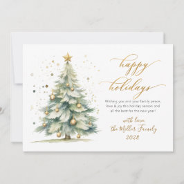 Prettige feestdagen Elegant gouden script kerstboo Feestdagenkaart