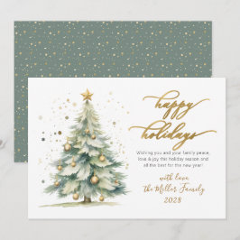 Prettige feestdagen Elegant gouden script kerstboo Feestdagenkaart