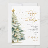 Prettige feestdagen Elegant gouden script kerstboo Feestdagenkaart (Voorkant)
