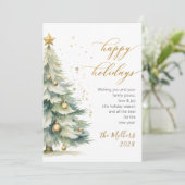 Prettige feestdagen Elegant gouden script kerstboo Feestdagenkaart (Staand voorkant)