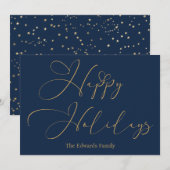 Prettige feestdagen Elegant gouden typografie Feestdagenkaart (Voorkant / Achterkant)