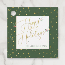 prettige feestdagen Elegant Green en Gold Gift Lab Bedankjes Labels