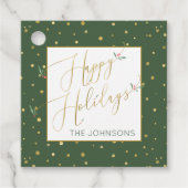 prettige feestdagen Elegant Green en Gold Gift Lab Bedankjes Labels (Voorkant)