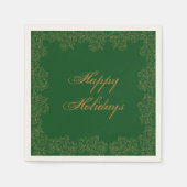 prettige feestdagen Elegant Green Gold Paper Napki Servet (Voorkant)