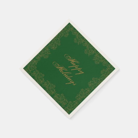prettige feestdagen Elegant Green Gold Paper Napki Servet (Hoek)