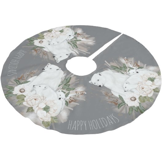 prettige feestdagen Elegant grijs en wit Beer Kerstboom Rok (Gekanteld)