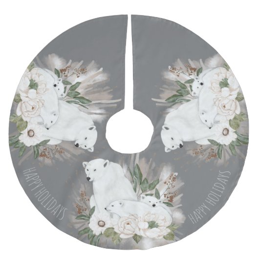 prettige feestdagen Elegant grijs en wit Beer Kerstboom Rok (Voorkant)