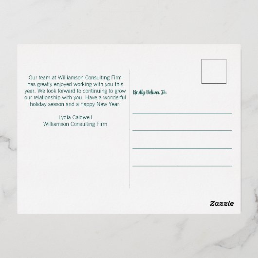 Prettige feestdagen Elegant? Groene bomen Custom G (Achterkant)