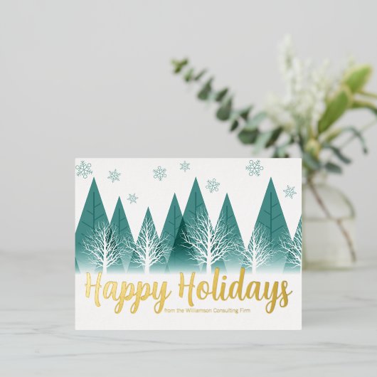 Prettige feestdagen Elegant? Groene bomen Custom G (Staand Voorkant)