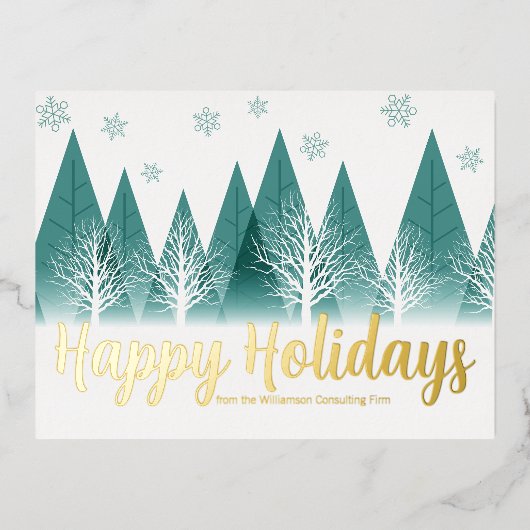 Prettige feestdagen Elegant? Groene bomen Custom G (Voorkant)
