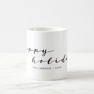 prettige feestdagen Elegant Handwriting Holiday Fa Koffiemok