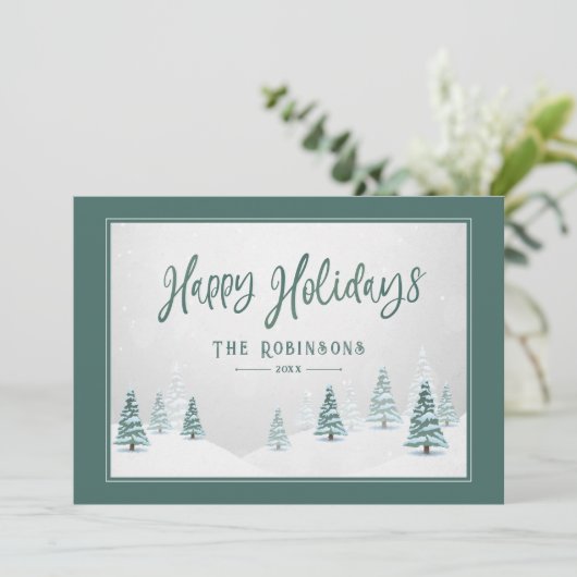 Prettige feestdagen Elegant Land Winter Kunst Scèn Feestdagenkaart (Staand voorkant)